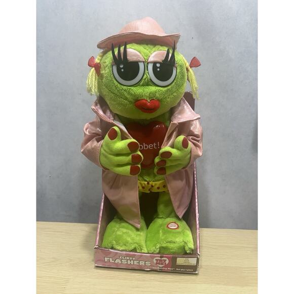 VTG Gemmy Heart Flirty Flasher Dancing/Singing Frog Plays It’s Raining Men 14" - Picture 1 of 6